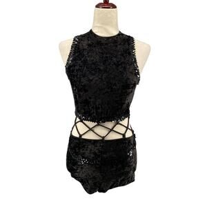 Curtain Call Costumes Velvet Romper‎ Dance Womens Large Black